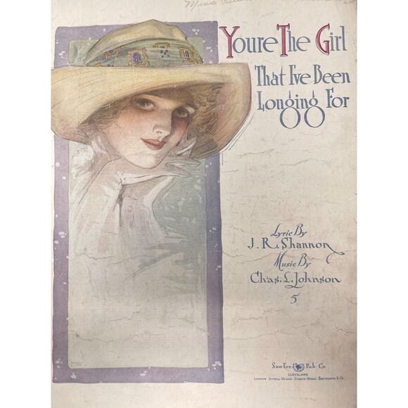 Antique Other - Youre The Girl That Ive Been Waiting For 1913 Sheet Music J Shannon Chas Johnson